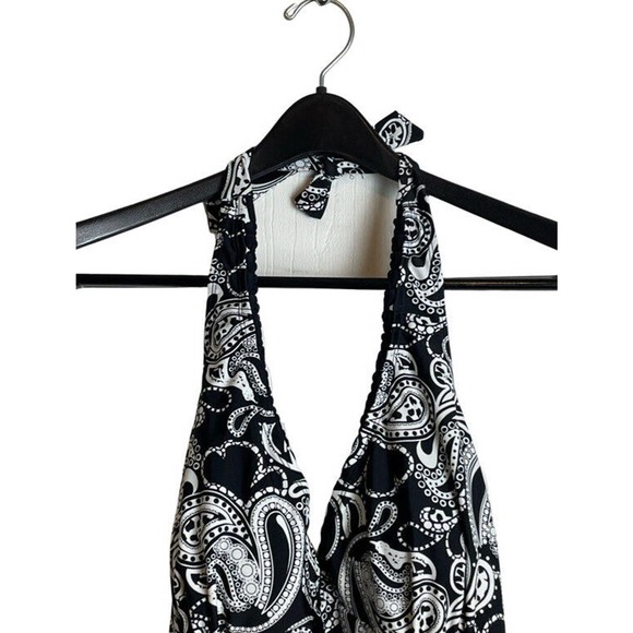 Sunshine Zone Swimsuit Paisley Black White Halter Size 1X EUC - Picture 2 of 10